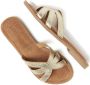 Lazamani Metallic Gouden Leren Slippers Yellow Dames - Thumbnail 4