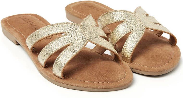 Lazamani leren slippers goud