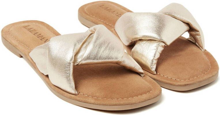 Lazamani leren slippers goud