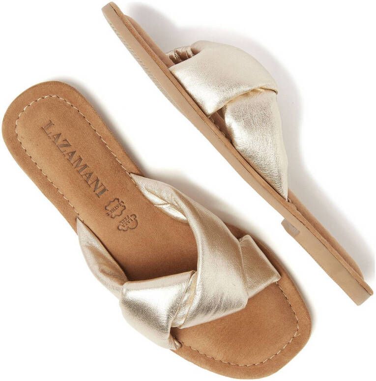 Lazamani leren slippers goud