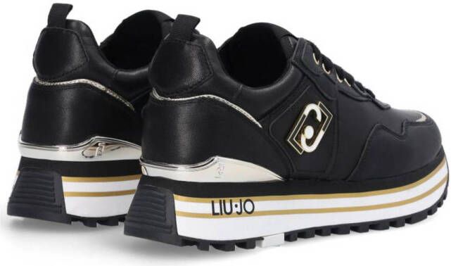 Liu Jo Maxi Wonder 01 leren sneakers zwart