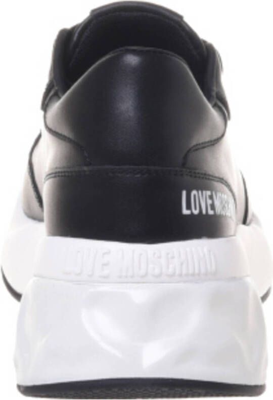 Love Moschino Crystal love chunky leren sneakers zwart