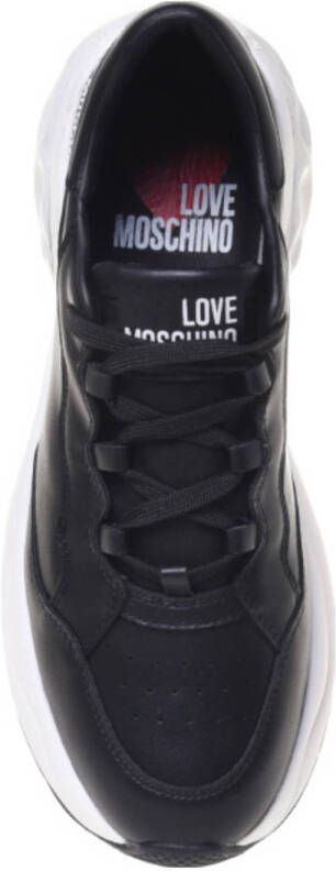 Love Moschino Crystal love chunky leren sneakers zwart