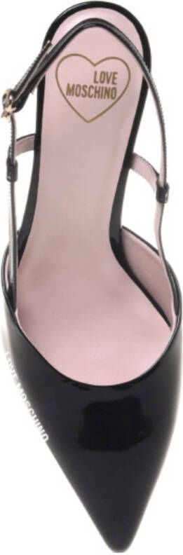 Love Moschino Rubber logo leren slingback pumps zwart