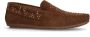 Manfield Dames Cognac suède loafers met goudkleurige studs - Thumbnail 4