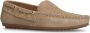 Manfield Dames Beige suède loafers met goudkleurige studs - Thumbnail 4