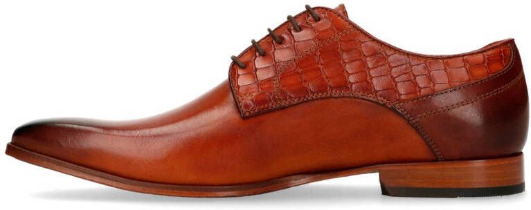 Manfield leren veterschoenen cognac