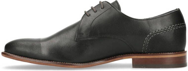 Manfield leren veterschoenen zwart