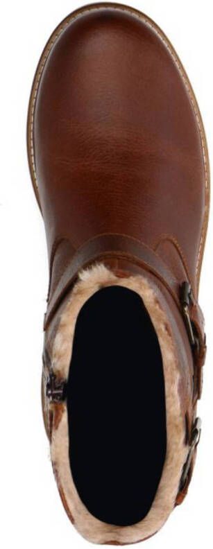 Manfield gevoerde leren enkelboots cognac