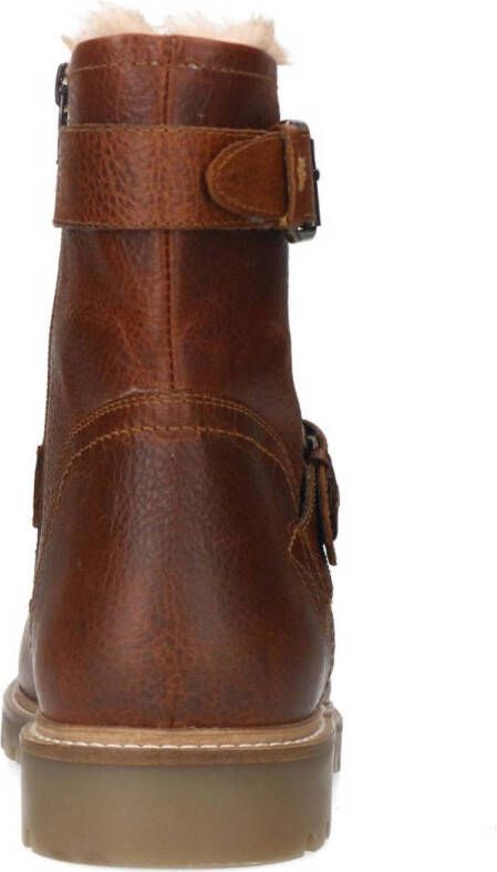 Manfield gevoerde leren enkelboots cognac