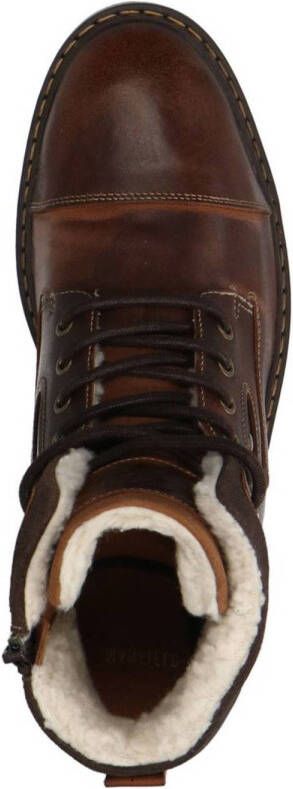 Manfield gevoerde leren veterboots cognac