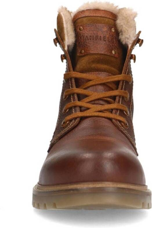 Manfield gevoerde leren veterboots cognac