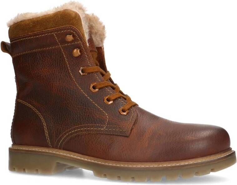 Manfield gevoerde leren veterboots cognac