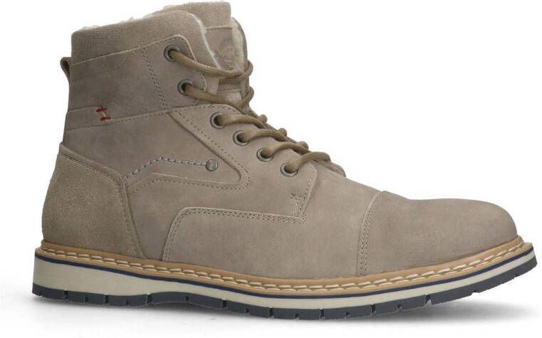 Manfield gevoerde nubuck veterboots taupe