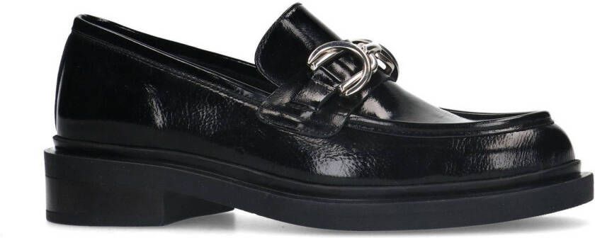 Manfield lakleren loafes met gesp zwart