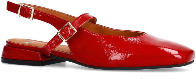 Manfield lakleren slingback loafers rood