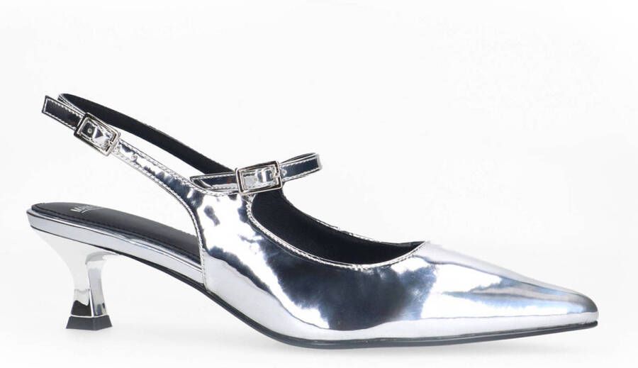 Manfield lakleren slingback pumps zilver