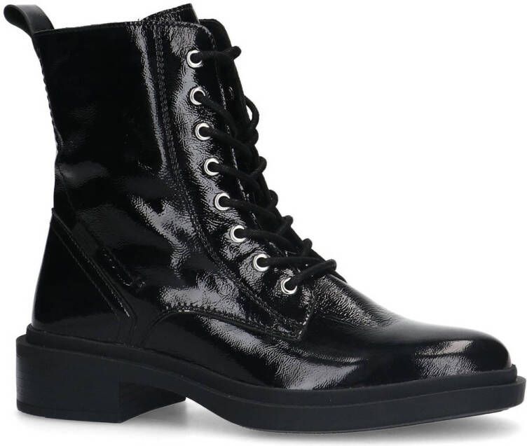 Manfield lakleren veterboots zwart