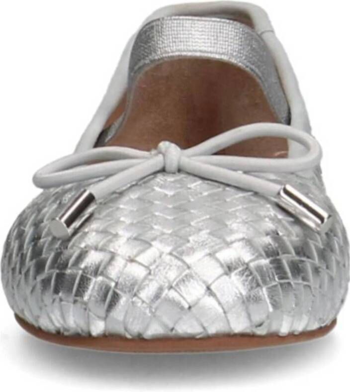 Manfield leren ballerina's zilver