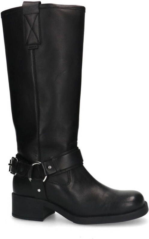 Manfield leren bikerboots zwart