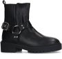 Manfield Dames Zwarte leren biker boots - Thumbnail 1