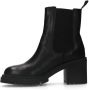 Manfield Dames Zwarte leren chelsea boots met hak - Thumbnail 5