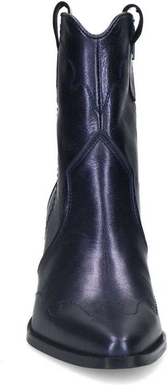 Manfield leren cowboylaarzen blauw metallic