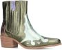 Manfield Dames Metallic groene leren cowboylaarzen - Thumbnail 3