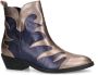 Manfield Dames Blauwe leren cowboy laarzen met metallic details - Thumbnail 2