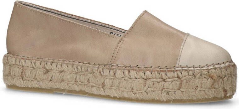 Manfield leren espadrilles beige