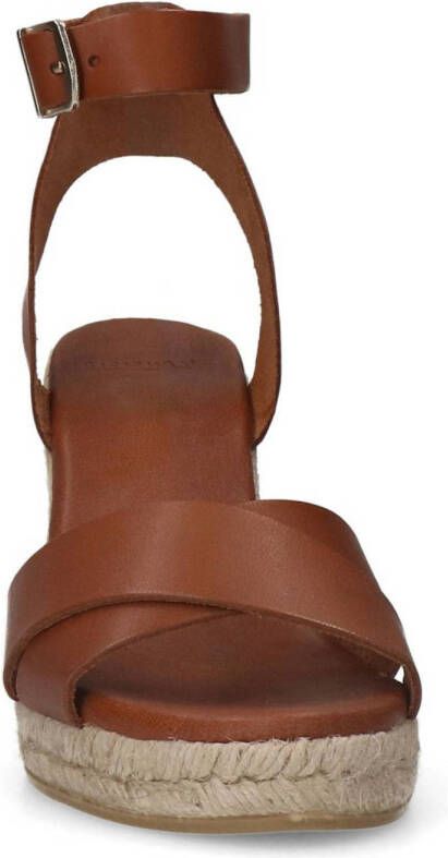 Manfield leren espadrilles cognac