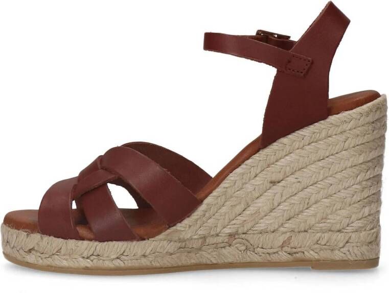 Manfield leren espadrilles cognac