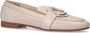 Manfield Dames Witte leren loafers met goudkleurig detail - Thumbnail 4