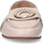 Manfield Dames Witte leren loafers met goudkleurig detail - Thumbnail 5