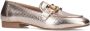 Manfield Dames Goudkleurige leren loafers met snakeprint - Thumbnail 3