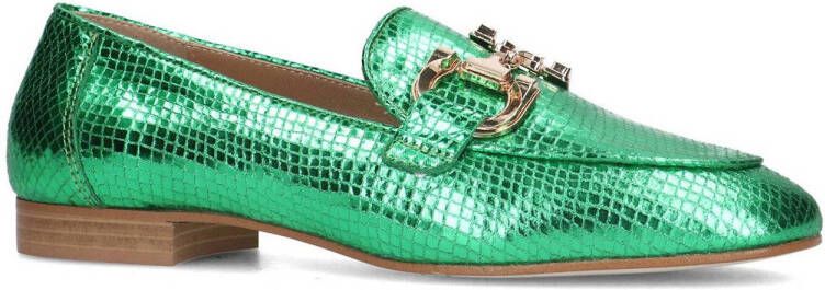 Manfield leren loafers groen metallic