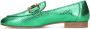 Manfield Dames Groene metallic leren loafers - Thumbnail 3