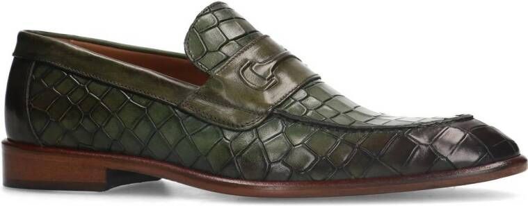 Manfield leren loafers met crocoprint groen