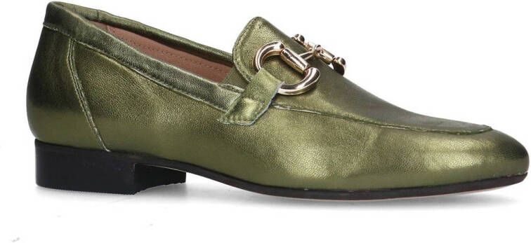 Manfield leren loafers met gesp groen metallic