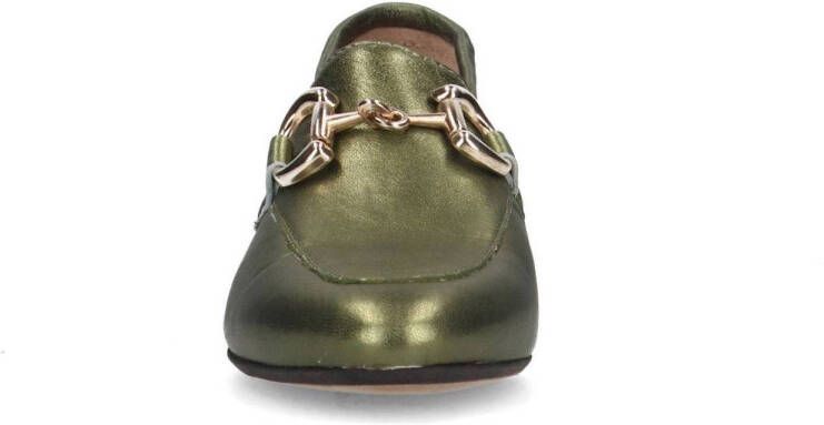 Manfield leren loafers met gesp groen metallic