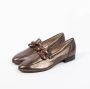 Manfield Dames Bronskleurige loafers met chain - Thumbnail 1