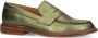 Manfield Dames Groene metallic leren loafers met studs - Thumbnail 2