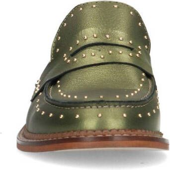 Manfield leren loafers met studs groen metallic