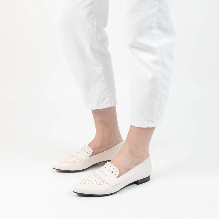 Manfield leren loafers met studs off white