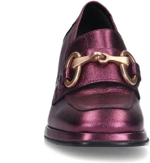 Manfield leren pumps met gesp paars metallic