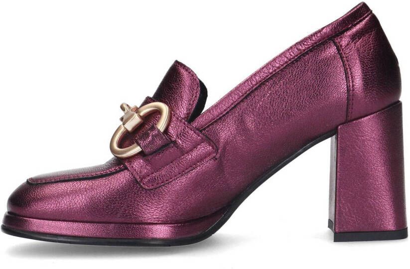 Manfield leren pumps met gesp paars metallic