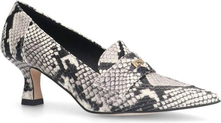 Manfield leren pumps met slangenprint grijs