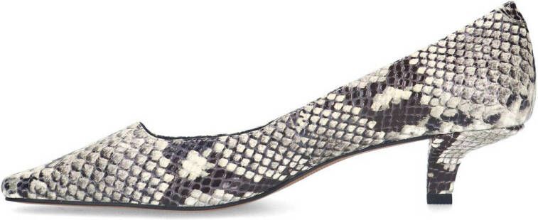 Manfield leren pumps met slangenprint grijs