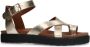 Manfield Dames Gouden leren sandalen met plateauzool - Thumbnail 4