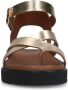 Manfield Dames Gouden leren sandalen met plateauzool - Thumbnail 5